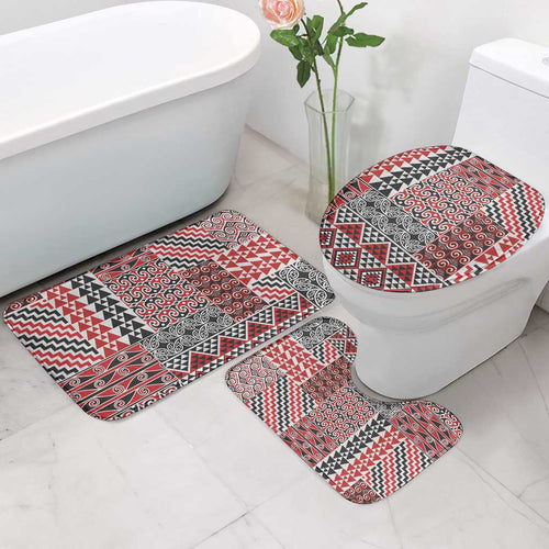 Aotearoa Kowhaiwhai Taniko Patchwork Motifs Bathroom Set - Aussie Hoodie