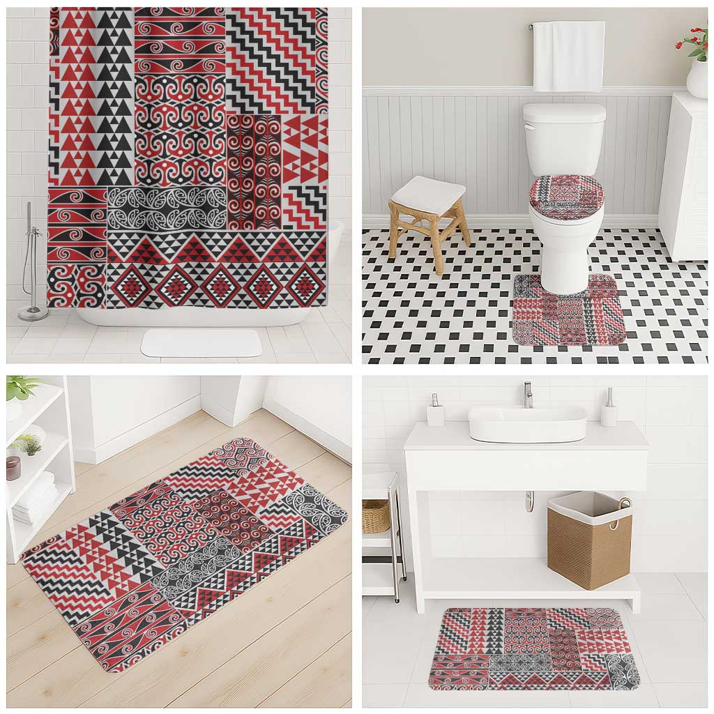 Aotearoa Kowhaiwhai Taniko Patchwork Motifs Bathroom Set - Aussie Hoodie
