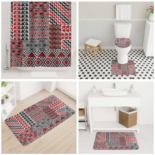 Aotearoa Kowhaiwhai Taniko Patchwork Motifs Bathroom Set - Aussie Hoodie