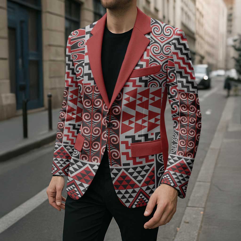 Aotearoa Kowhaiwhai Taniko Patchwork Motifs Blazer - Aussie Hoodie