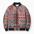 Aotearoa Kowhaiwhai Taniko Patchwork Motifs Bomber Puffer Jacket - Aussie Hoodie