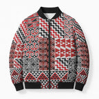 Aotearoa Kowhaiwhai Taniko Patchwork Motifs Bomber Puffer Jacket - Aussie Hoodie