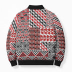 Aotearoa Kowhaiwhai Taniko Patchwork Motifs Bomber Puffer Jacket - Aussie Hoodie