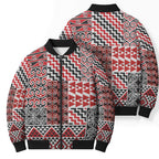 Aotearoa Kowhaiwhai Taniko Patchwork Motifs Bomber Puffer Jacket - Aussie Hoodie