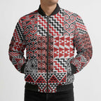 Aotearoa Kowhaiwhai Taniko Patchwork Motifs Bomber Puffer Jacket - Aussie Hoodie
