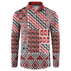 Aotearoa Kowhaiwhai Taniko Patchwork Motifs Button Sweatshirt