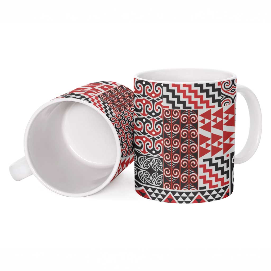 Aotearoa Kowhaiwhai Taniko Patchwork Motifs Ceramic Mug - Aussie Hoodie