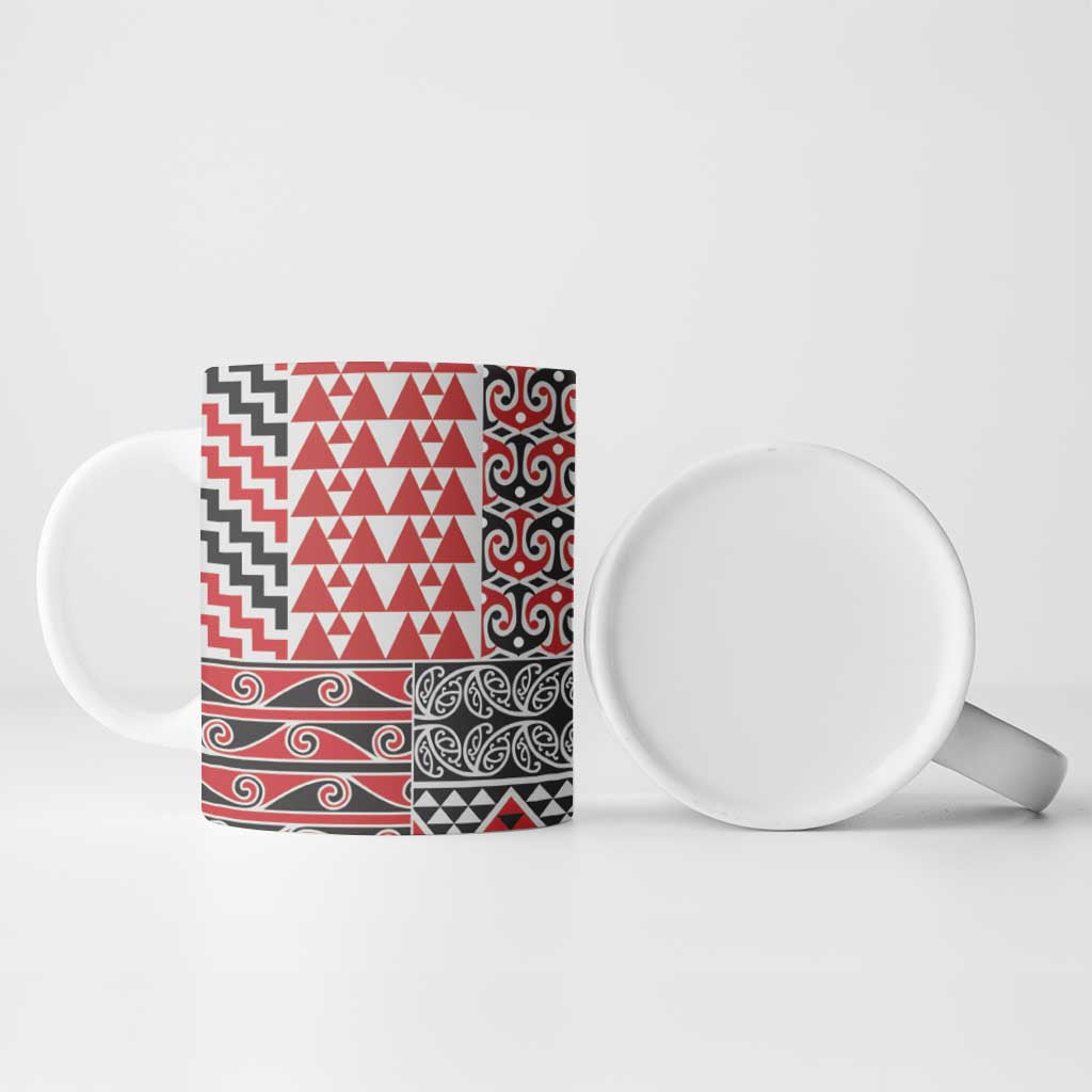 Aotearoa Kowhaiwhai Taniko Patchwork Motifs Ceramic Mug - Aussie Hoodie