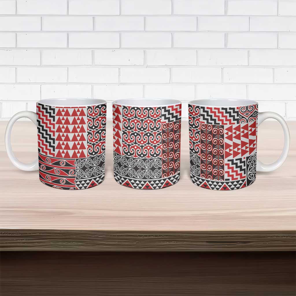 Aotearoa Kowhaiwhai Taniko Patchwork Motifs Ceramic Mug - Aussie Hoodie