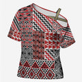 Aotearoa Kowhaiwhai Taniko Patchwork Motifs Cross Shoulder Shirt - Aussie Hoodie