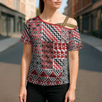 Aotearoa Kowhaiwhai Taniko Patchwork Motifs Cross Shoulder Shirt - Aussie Hoodie