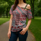 Aotearoa Kowhaiwhai Taniko Patchwork Motifs Cross Shoulder Shirt - Aussie Hoodie