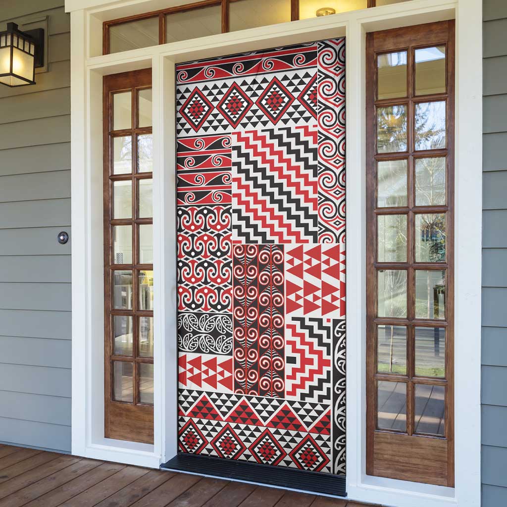 Aotearoa Kowhaiwhai Taniko Patchwork Motifs Door Cover - Aussie Hoodie
