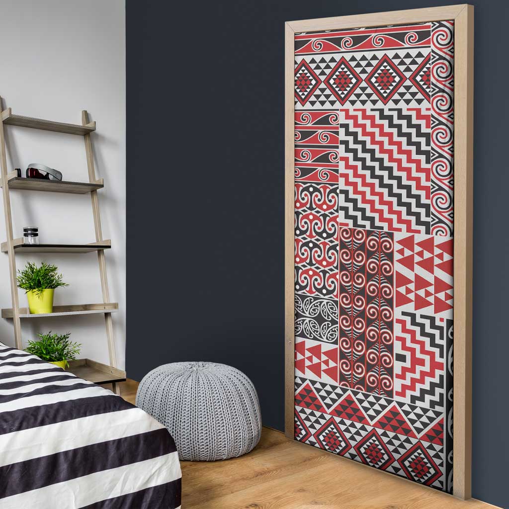 Aotearoa Kowhaiwhai Taniko Patchwork Motifs Door Cover - Aussie Hoodie
