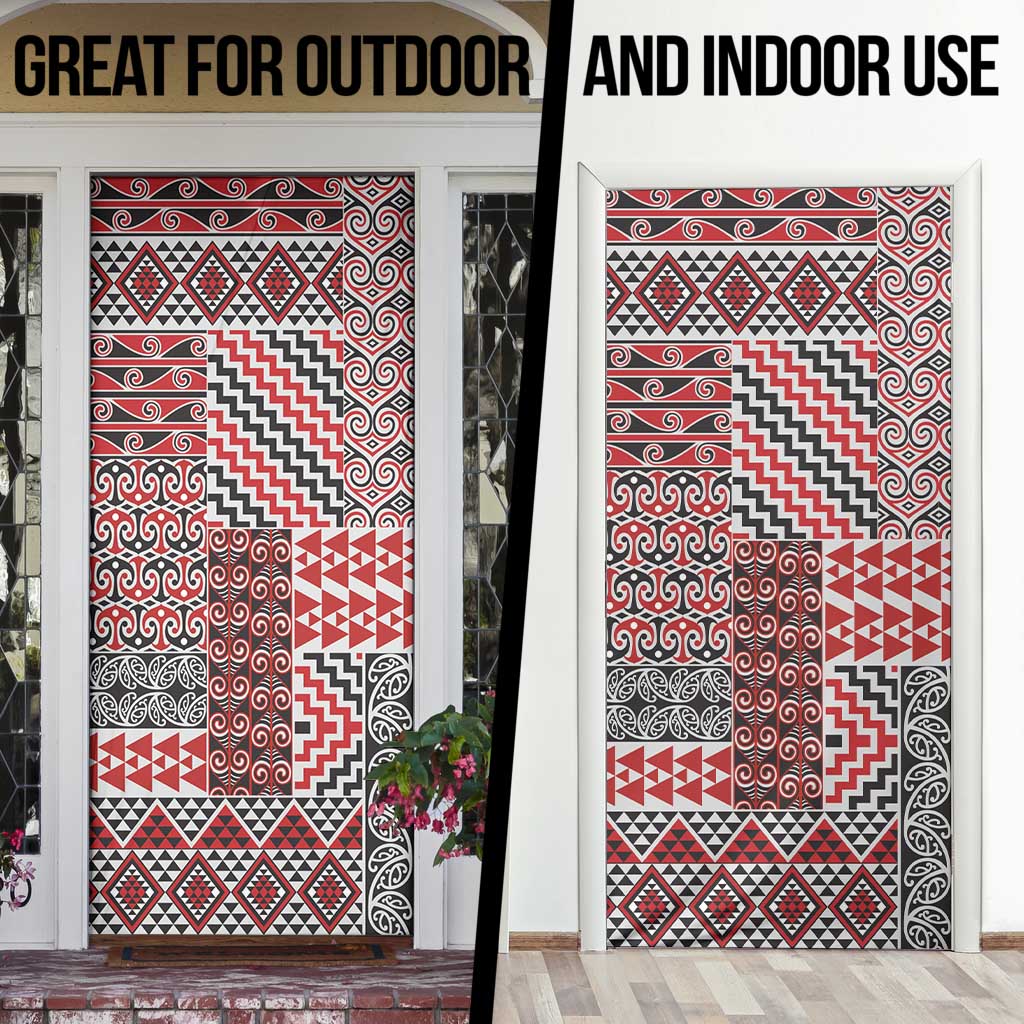 Aotearoa Kowhaiwhai Taniko Patchwork Motifs Door Cover - Aussie Hoodie