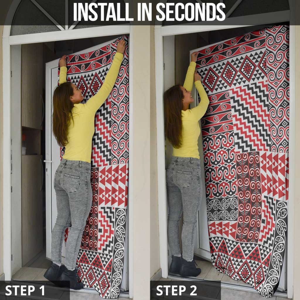 Aotearoa Kowhaiwhai Taniko Patchwork Motifs Door Cover - Aussie Hoodie