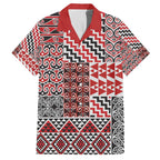 Aotearoa Kowhaiwhai Taniko Patchwork Motifs Family Matching Off Shoulder Maxi Dress and Hawaiian Shirt
