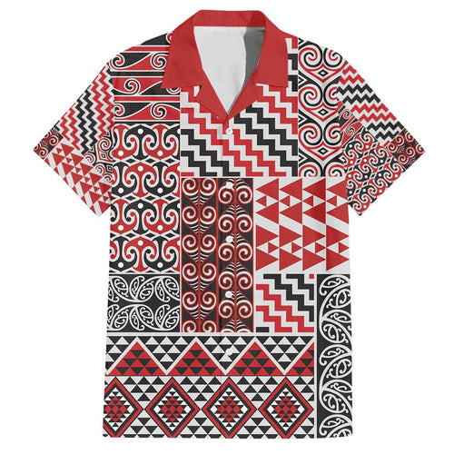 Aotearoa Kowhaiwhai Taniko Patchwork Motifs Family Matching Off Shoulder Maxi Dress and Hawaiian Shirt