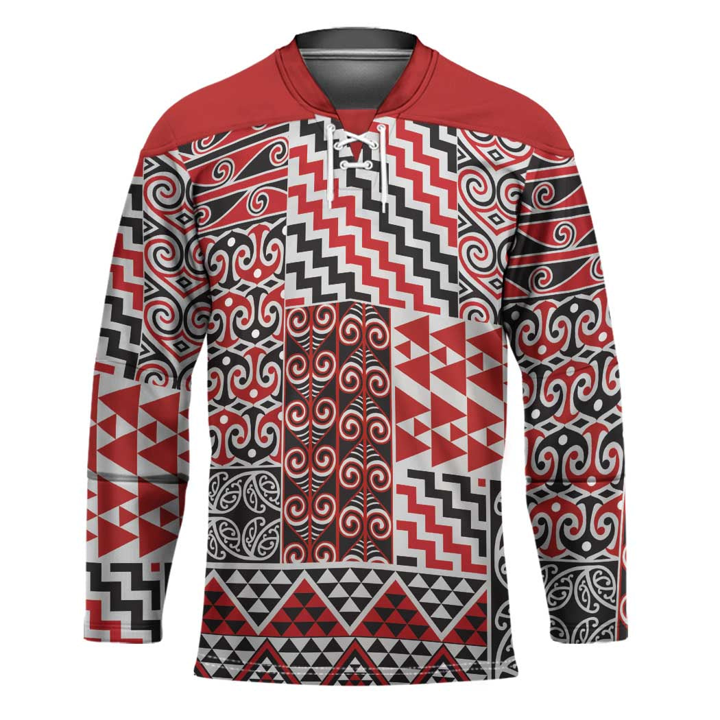 Aotearoa Kowhaiwhai Taniko Patchwork Motifs Hockey Jersey - Aussie Hoodie