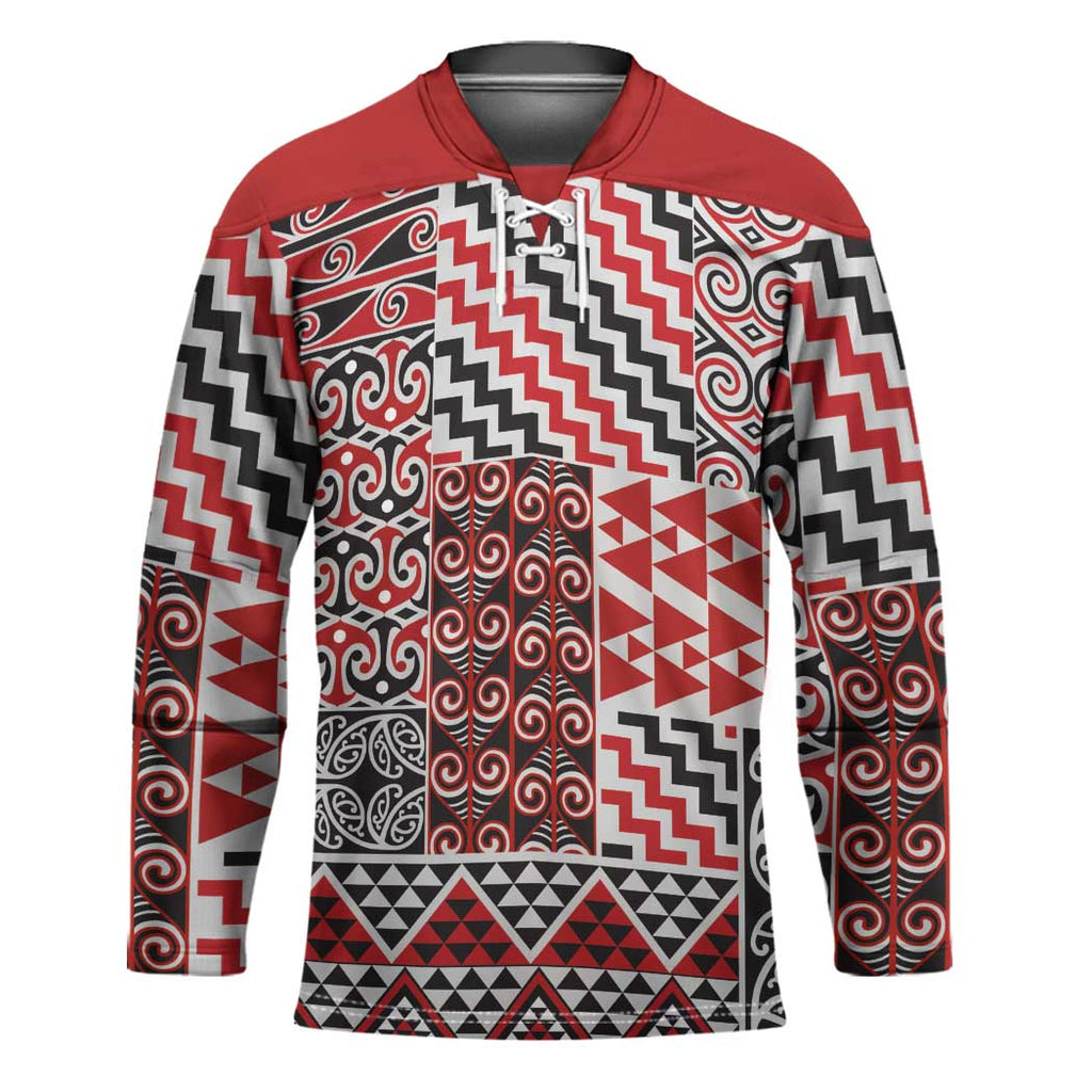 Aotearoa Kowhaiwhai Taniko Patchwork Motifs Hockey Jersey - Aussie Hoodie