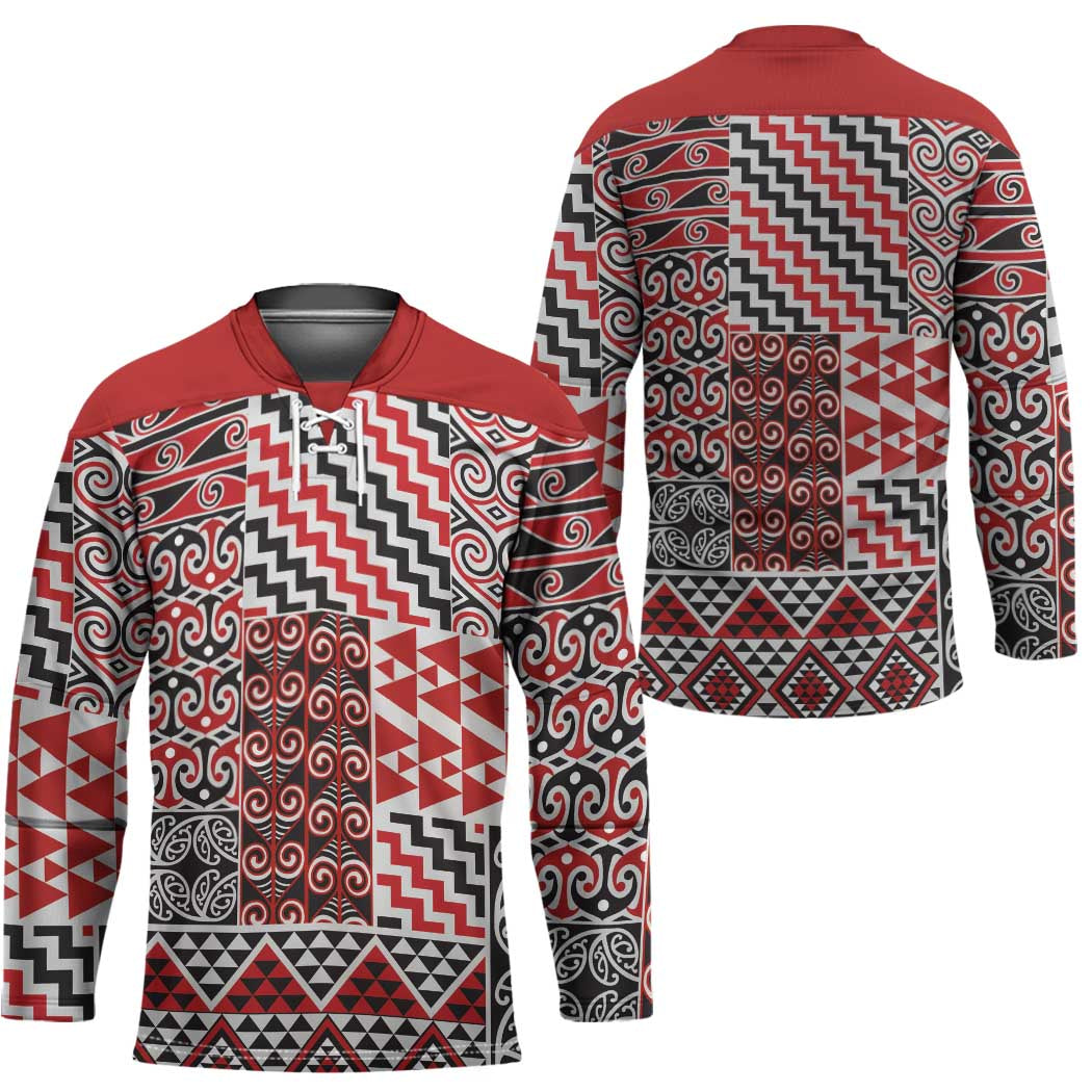 Aotearoa Kowhaiwhai Taniko Patchwork Motifs Hockey Jersey - Aussie Hoodie