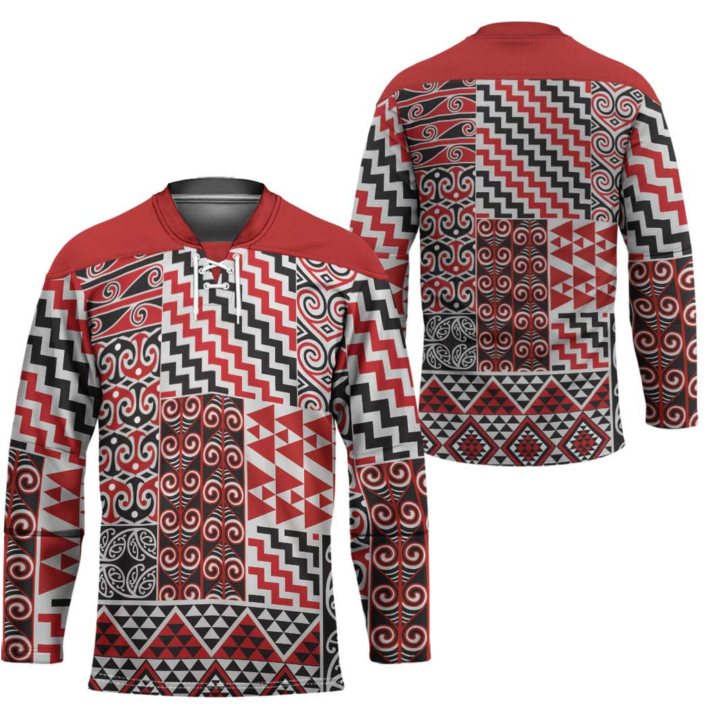 Aotearoa Kowhaiwhai Taniko Patchwork Motifs Hockey Jersey - Aussie Hoodie