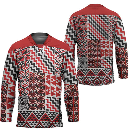 Aotearoa Kowhaiwhai Taniko Patchwork Motifs Hockey Jersey - Aussie Hoodie
