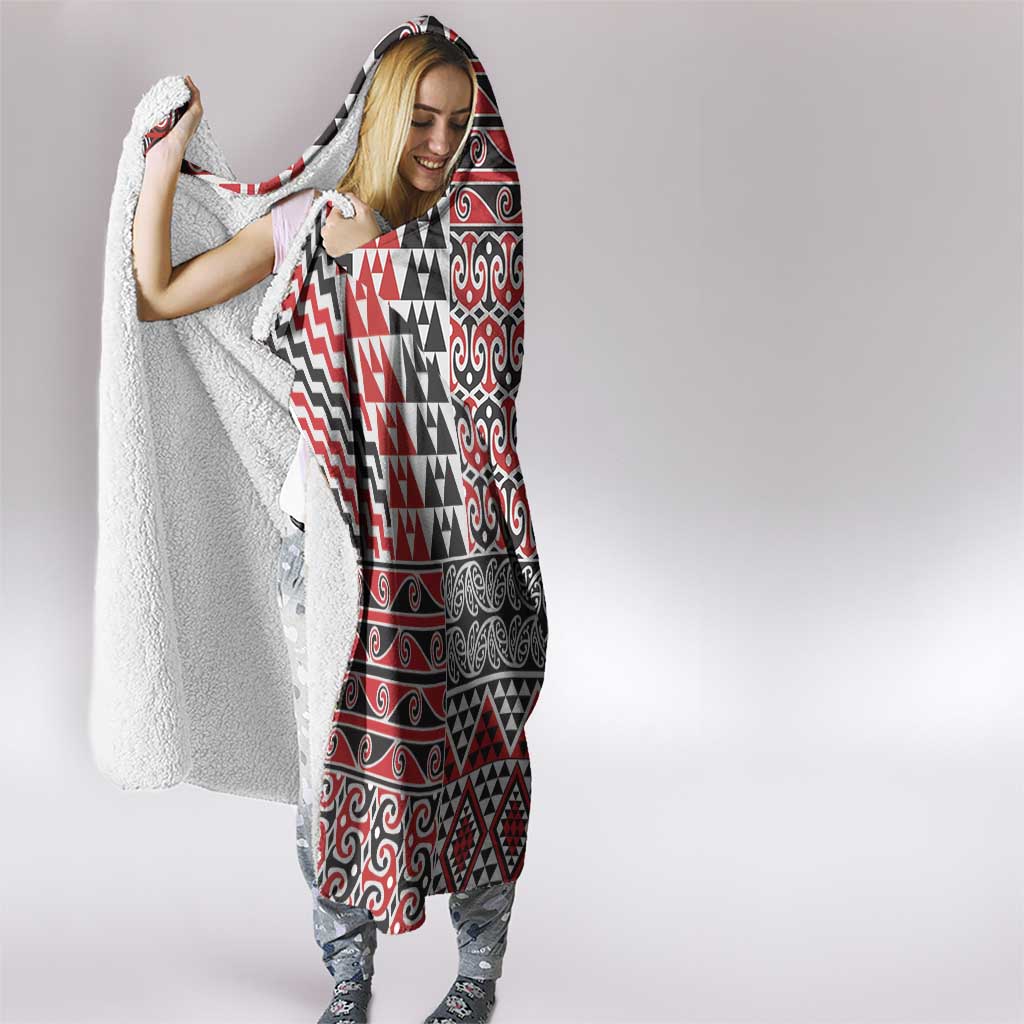 Aotearoa Kowhaiwhai Taniko Patchwork Motifs Hooded Blanket