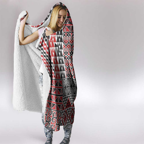 Aotearoa Kowhaiwhai Taniko Patchwork Motifs Hooded Blanket