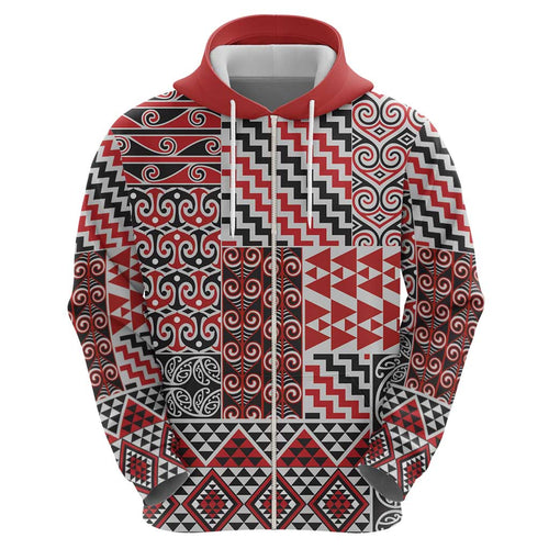 Aotearoa Kowhaiwhai Taniko Patchwork Motifs Hoodie