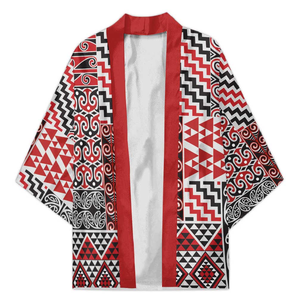 Aotearoa Kowhaiwhai Taniko Patchwork Motifs Kimono - Aussie Hoodie