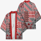 Aotearoa Kowhaiwhai Taniko Patchwork Motifs Kimono - Aussie Hoodie