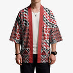 Aotearoa Kowhaiwhai Taniko Patchwork Motifs Kimono - Aussie Hoodie