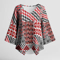 Aotearoa Kowhaiwhai Taniko Patchwork Motifs Kimono Sleeve Blouse - Aussie Hoodie