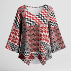 Aotearoa Kowhaiwhai Taniko Patchwork Motifs Kimono Sleeve Blouse - Aussie Hoodie
