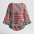 Aotearoa Kowhaiwhai Taniko Patchwork Motifs Kimono Sleeve Blouse - Aussie Hoodie
