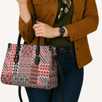 Aotearoa Kowhaiwhai Taniko Patchwork Motifs Leather Bag - Aussie Hoodie