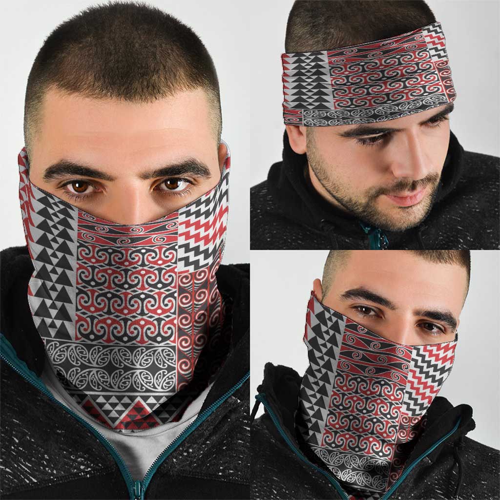 Aotearoa Kowhaiwhai Taniko Patchwork Motifs Neck Gaiter - Aussie Hoodie