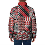 Aotearoa Kowhaiwhai Taniko Patchwork Motifs Padded Jacket - Aussie Hoodie