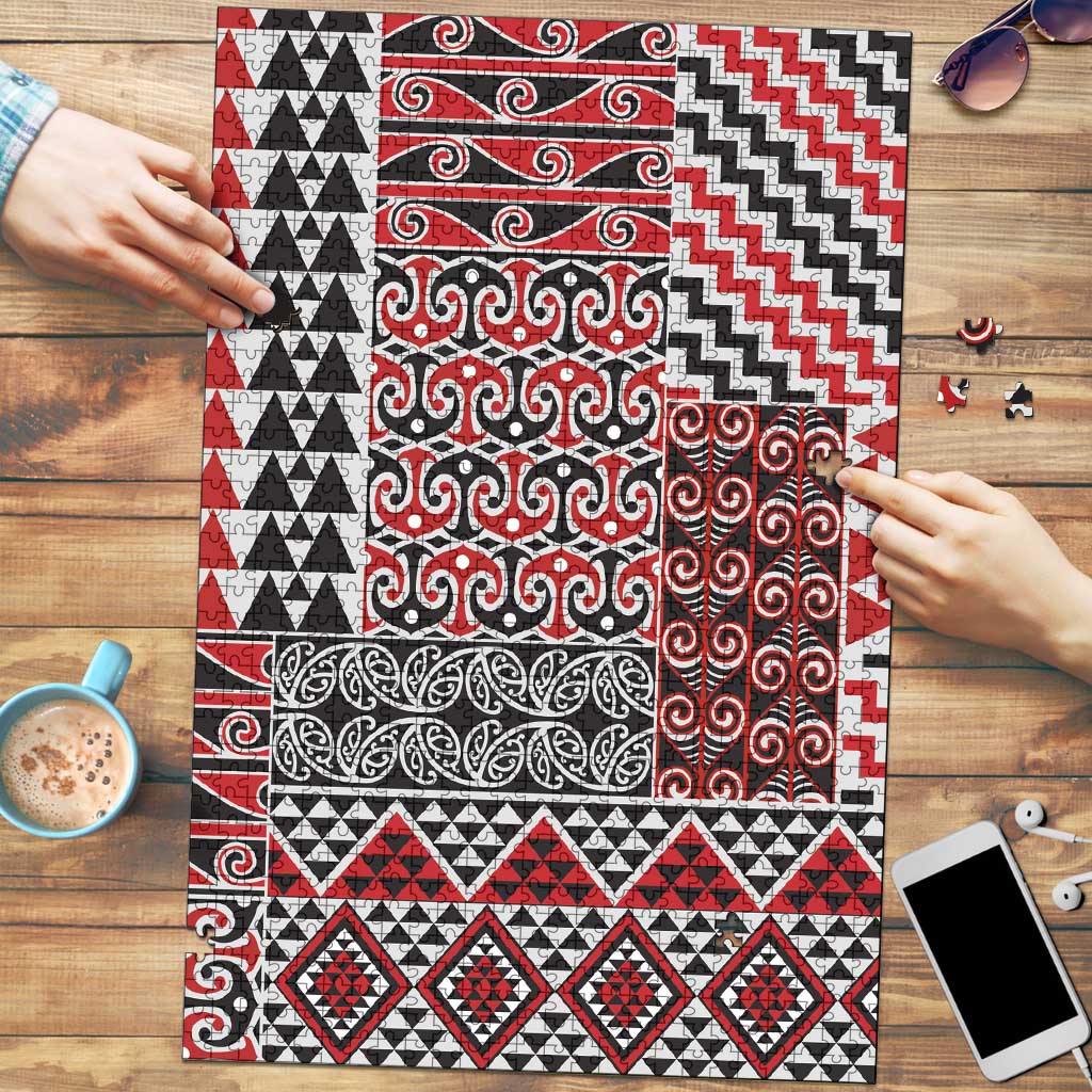 Aotearoa Kowhaiwhai Taniko Patchwork Motifs Puzzle - Aussie Hoodie