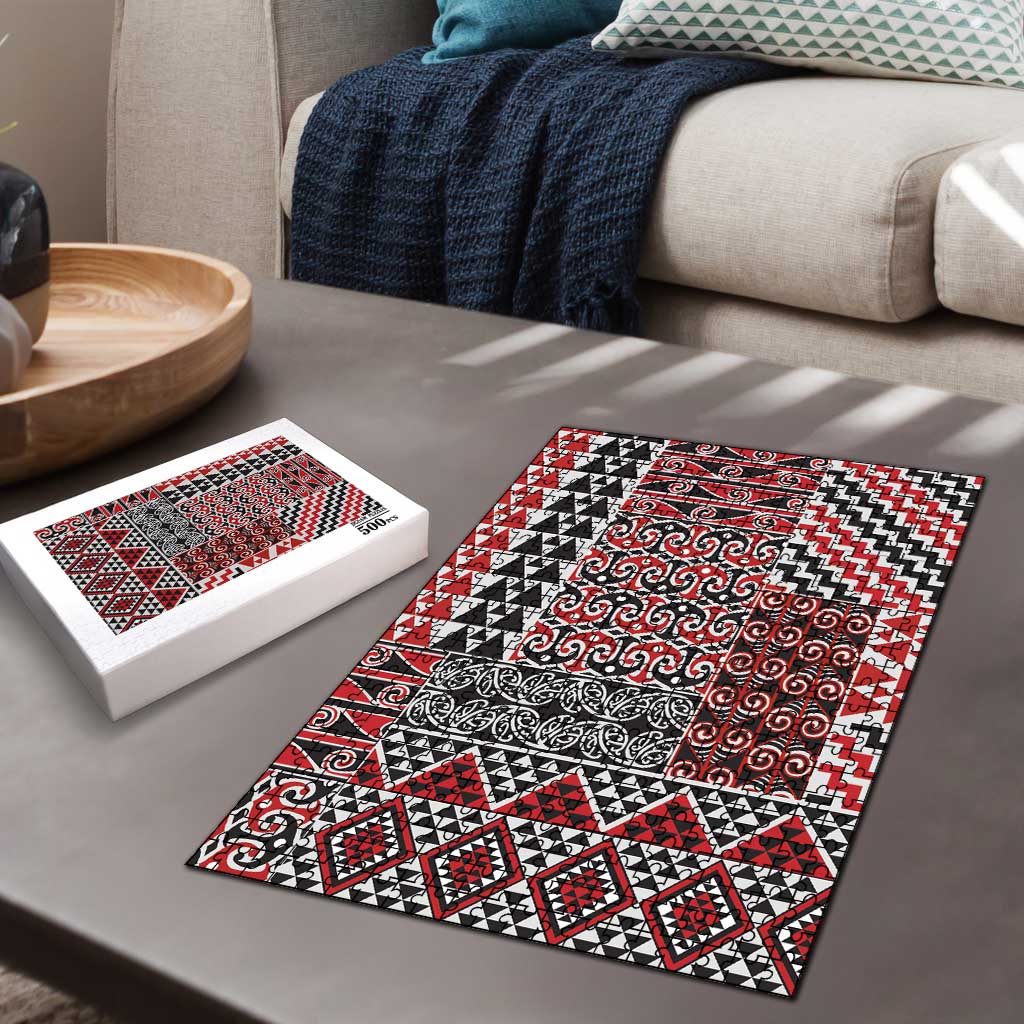 Aotearoa Kowhaiwhai Taniko Patchwork Motifs Puzzle - Aussie Hoodie