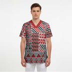 Aotearoa Kowhaiwhai Taniko Patchwork Motifs Scrub Top - Aussie Hoodie