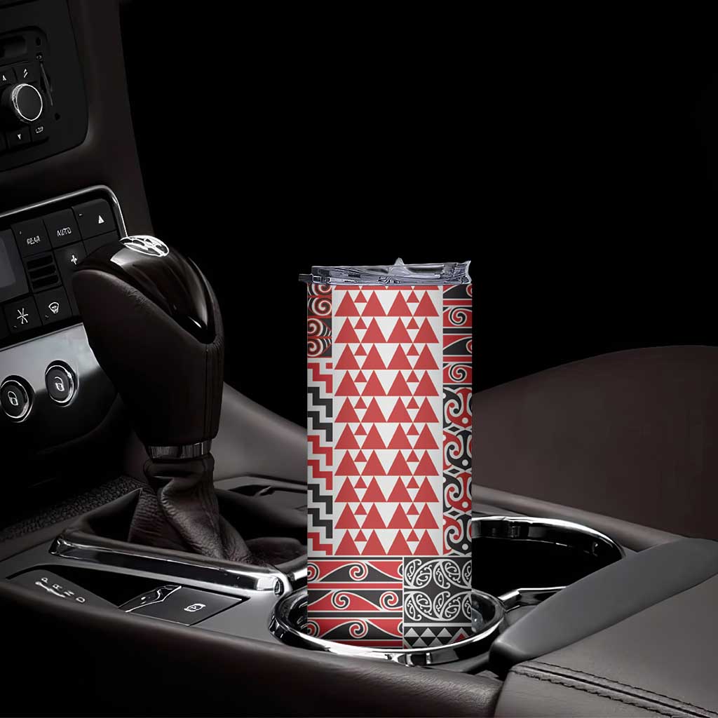 Aotearoa Kowhaiwhai Taniko Patchwork Motifs Skinny Tumbler