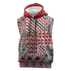 Aotearoa Kowhaiwhai Taniko Patchwork Motifs Sleeveless Hoodie - Aussie Hoodie