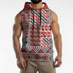 Aotearoa Kowhaiwhai Taniko Patchwork Motifs Sleeveless Hoodie - Aussie Hoodie
