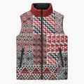 Aotearoa Kowhaiwhai Taniko Patchwork Motifs Sleeveless Puffer Jacket - Aussie Hoodie