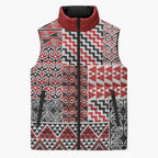 Aotearoa Kowhaiwhai Taniko Patchwork Motifs Sleeveless Puffer Jacket - Aussie Hoodie