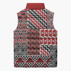 Aotearoa Kowhaiwhai Taniko Patchwork Motifs Sleeveless Puffer Jacket - Aussie Hoodie
