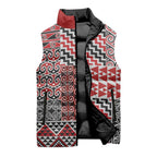 Aotearoa Kowhaiwhai Taniko Patchwork Motifs Sleeveless Puffer Jacket - Aussie Hoodie