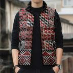 Aotearoa Kowhaiwhai Taniko Patchwork Motifs Sleeveless Puffer Jacket - Aussie Hoodie